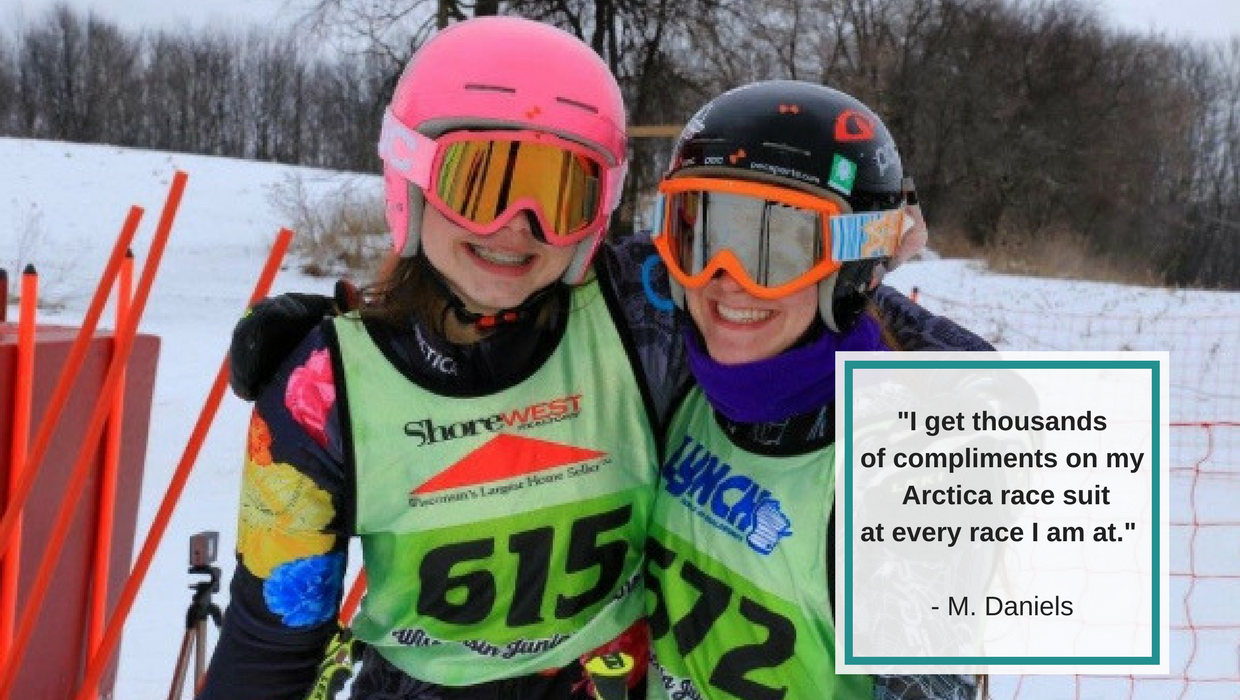 Quote from junior ski racer Martha Daniels about her Arctica race suit.
