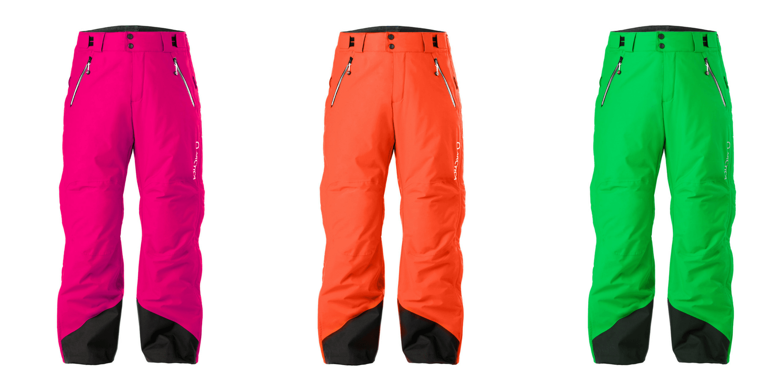 Arctica Side Zip 2.0 neon pant colors for 2017-18. Hot Pink, Tangerine and Lime. 