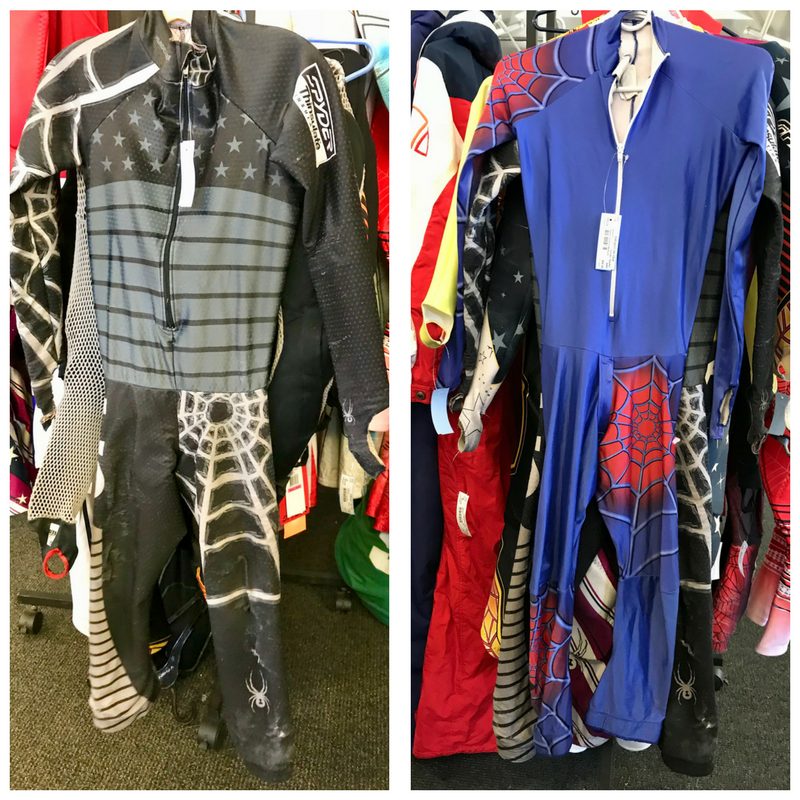 Two examples of the used ski racing suits