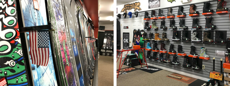 Rodgers Ski & Sport has a large snowboard department.